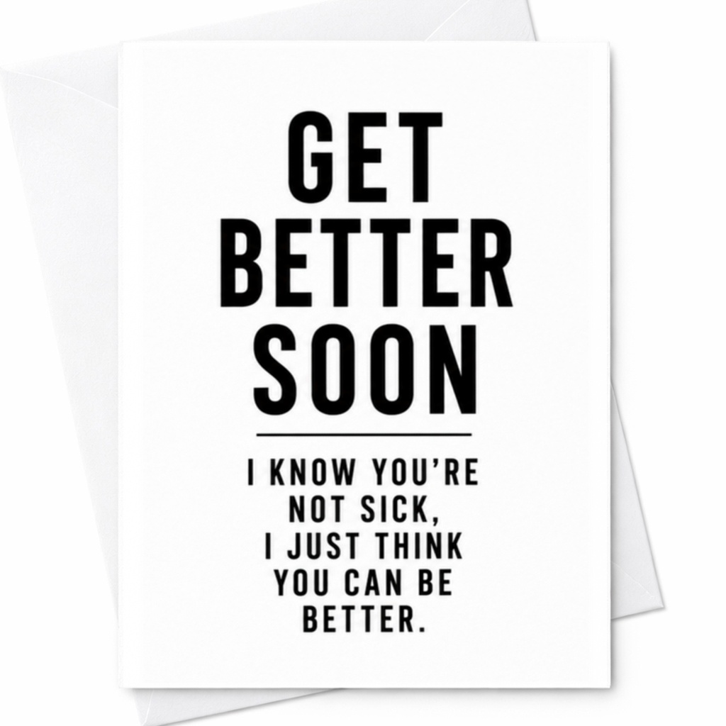 Get Better Soon I Know You're Not Sick, I Just Think You Can Be Better. Get Well Soon Card Funny Encouragement Card C3474