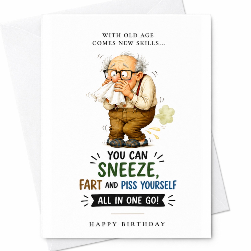 With Old Age Comes New Skills Funny Birthday Card For Men Grandfather Risqué Laugh 50th Birthday Card For Him C3432