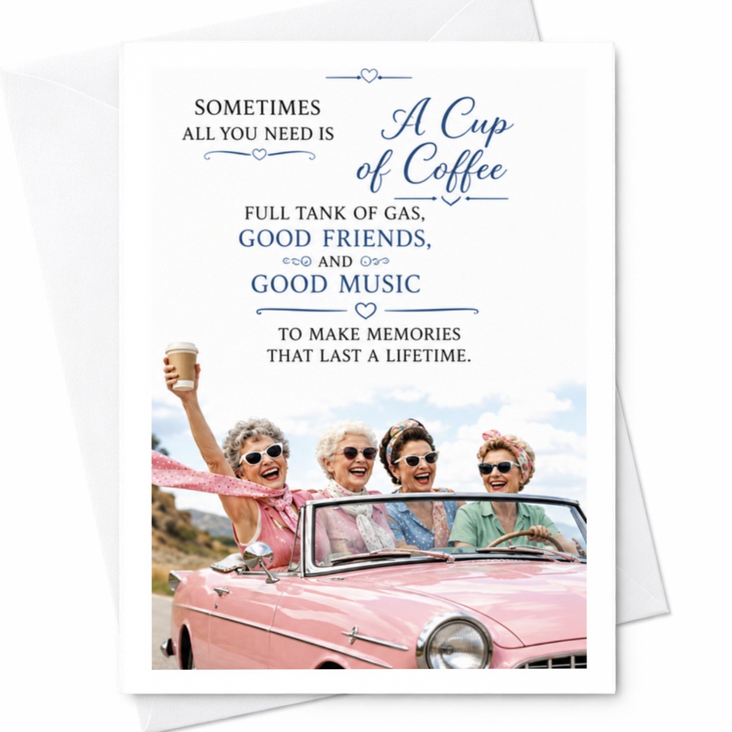 Sometimes All You Need Is A Cup Of Coffee Funny Birthday Card Good Friends Car Trip For Best Friend Sister Mom C3442