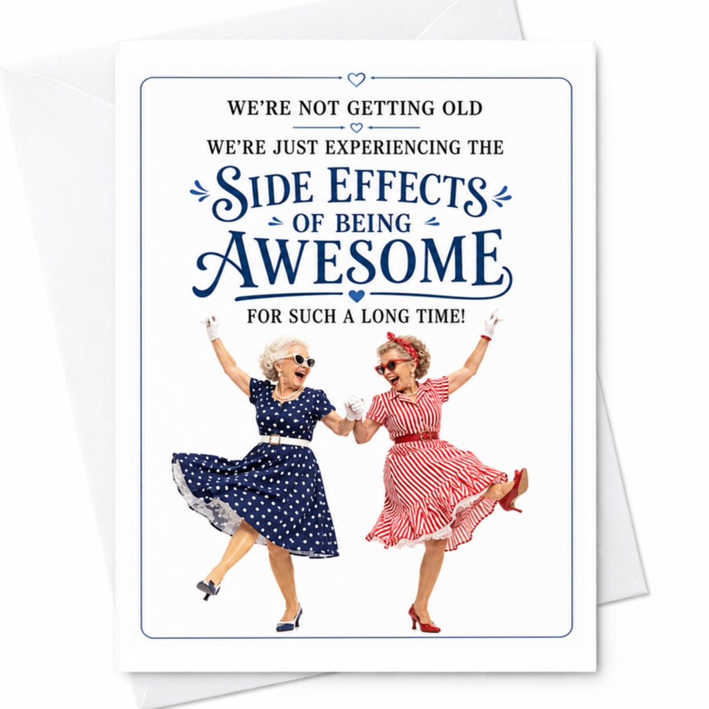 We're Not Getting Old We're Just Experiencing The Side Effects Of Being Awesome Birthday Card Funny For Her Friends Celebration C3448