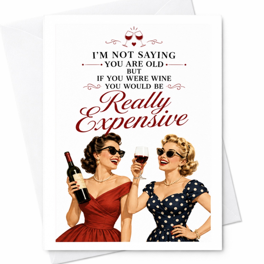 I'm Not Saying You Are Old But If You Were Wine You Would Be Really Expensive Funny Birthday Card For Her Vintage Style C3455