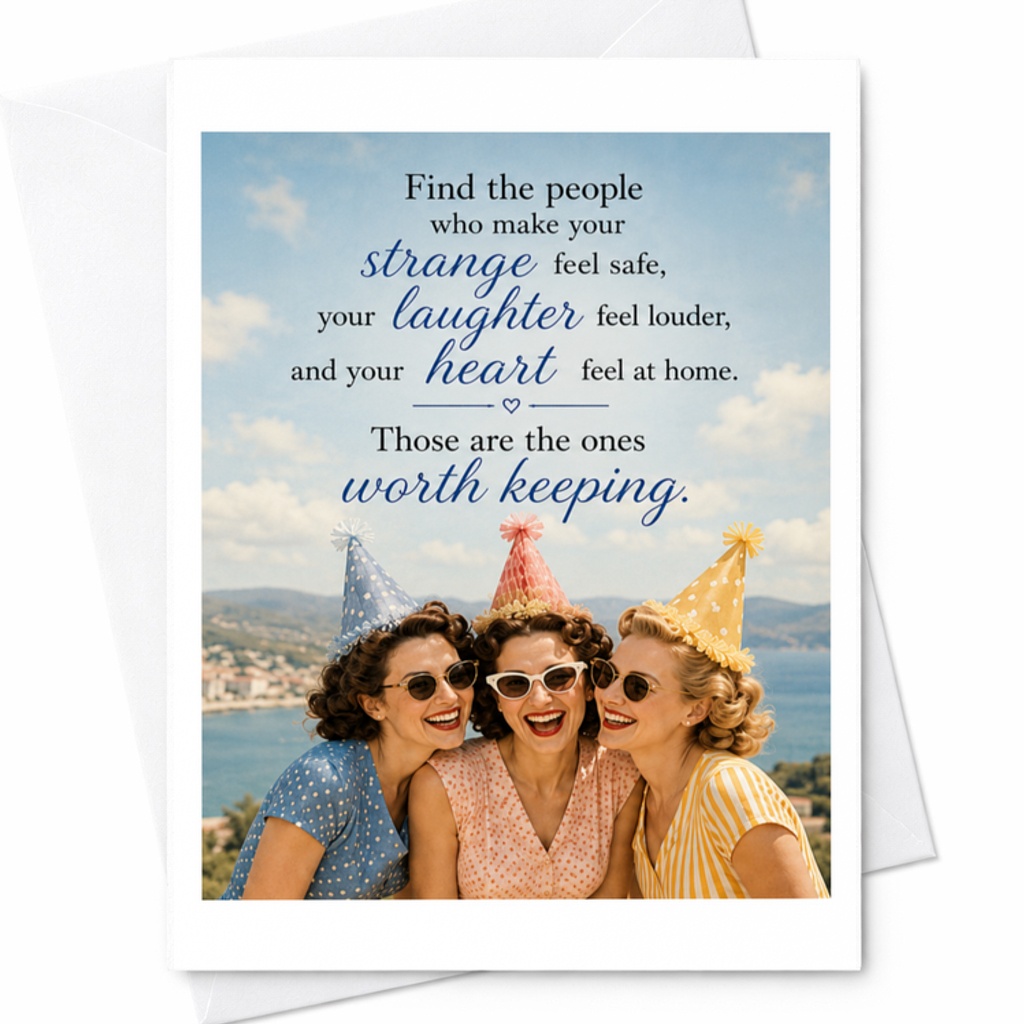 Find The People Who Make Your Strange Feel Safe Friendship Card Heartfelt Greeting Card For Friends Laughter And Heart C3463