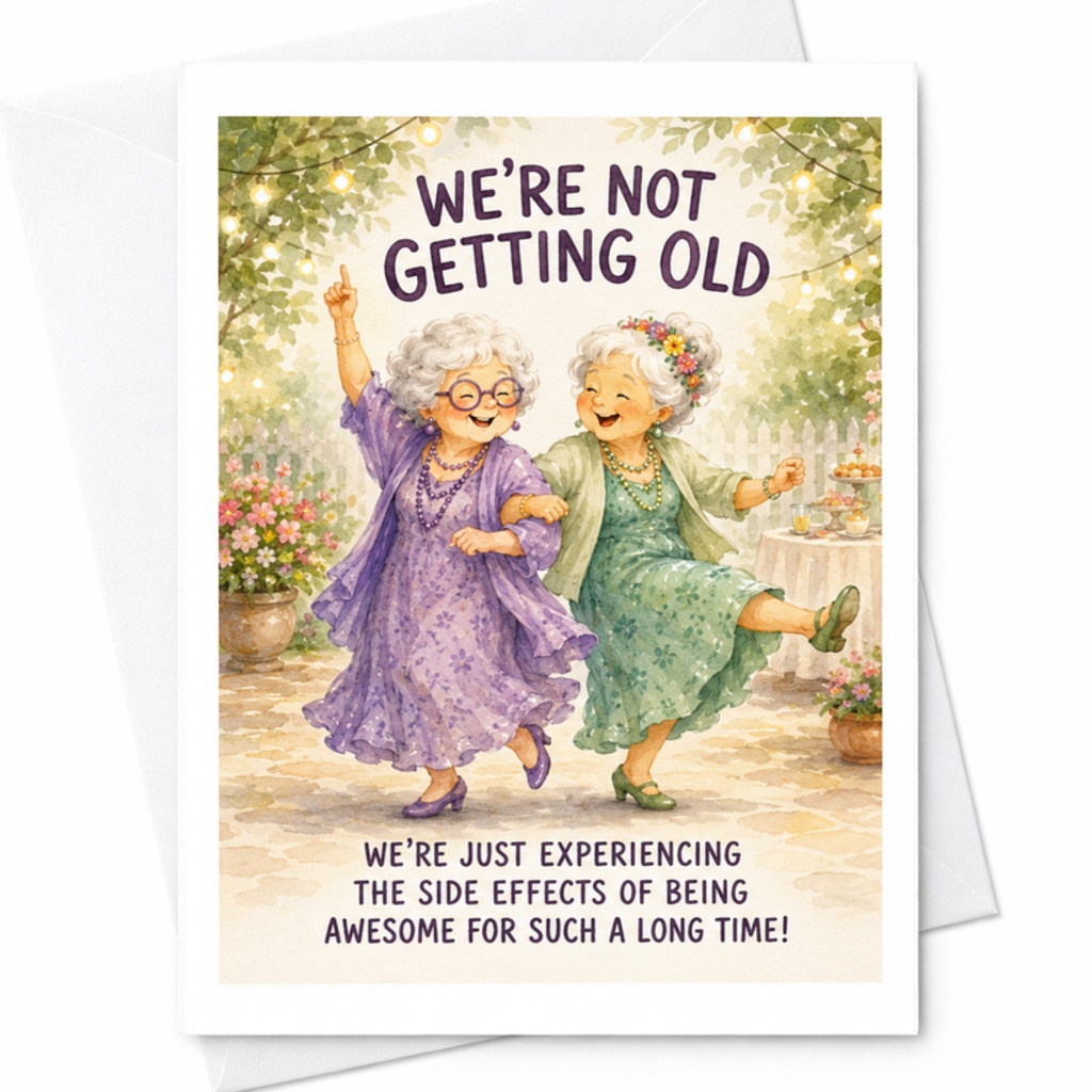 We're Not Getting Old Funny Birthday Card For Her Dancing Elderly Women Cute Card For Friend Mom Grandma C3469
