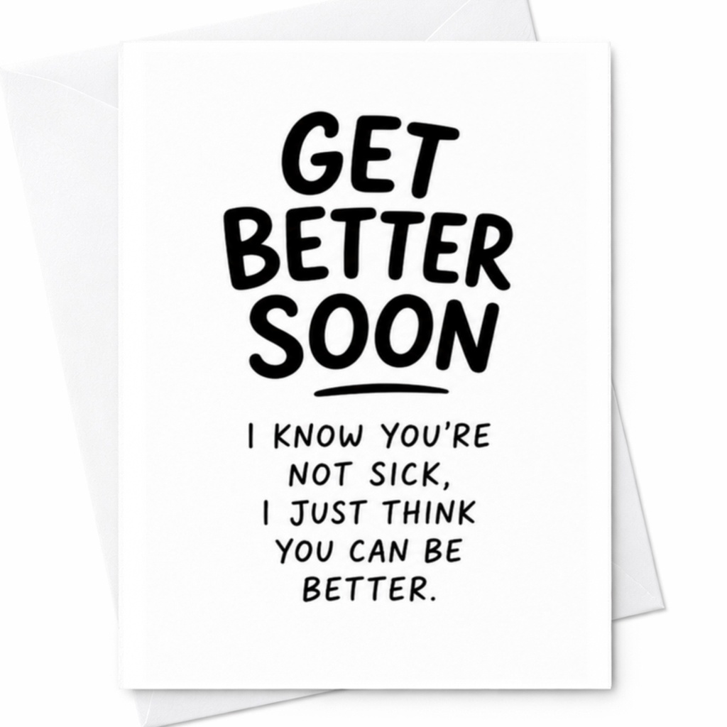 Get Better Soon I Know You're Not Sick, I Just Think You Can Be Better. Get Well Soon Card Funny Encouragement Card For F C3475