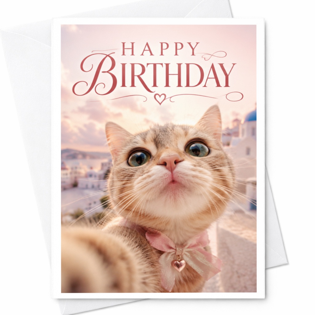 Happy Birthday Cute Cat Birthday Card For Cat Lover Adorable Feline Greeting Card Animal Lover Birthday Card For Her C3485