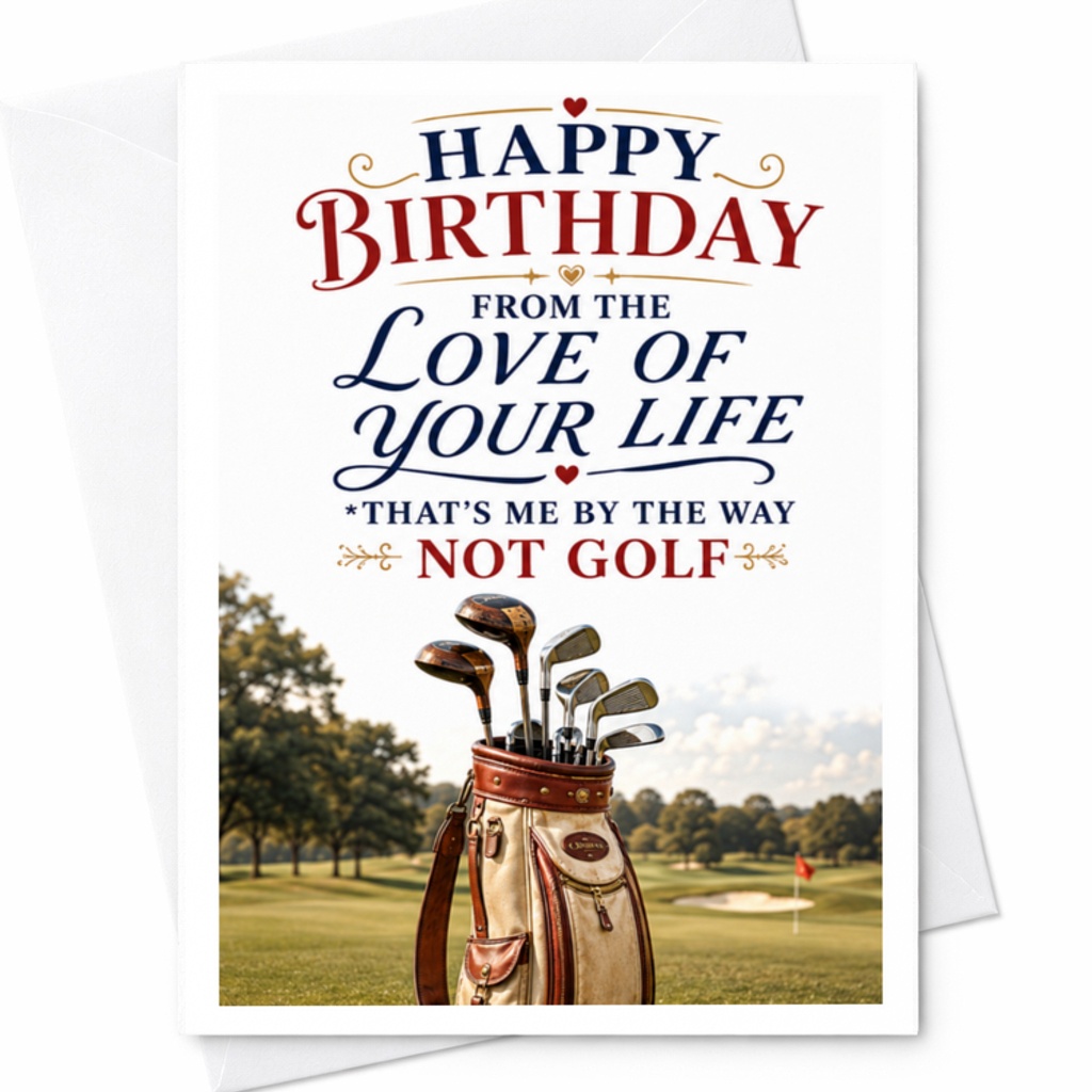 Happy Birthday From The Love Of Your Life That's Me By The Way Not Golf Funny Birthday Card For Husband Golf Lover C3497