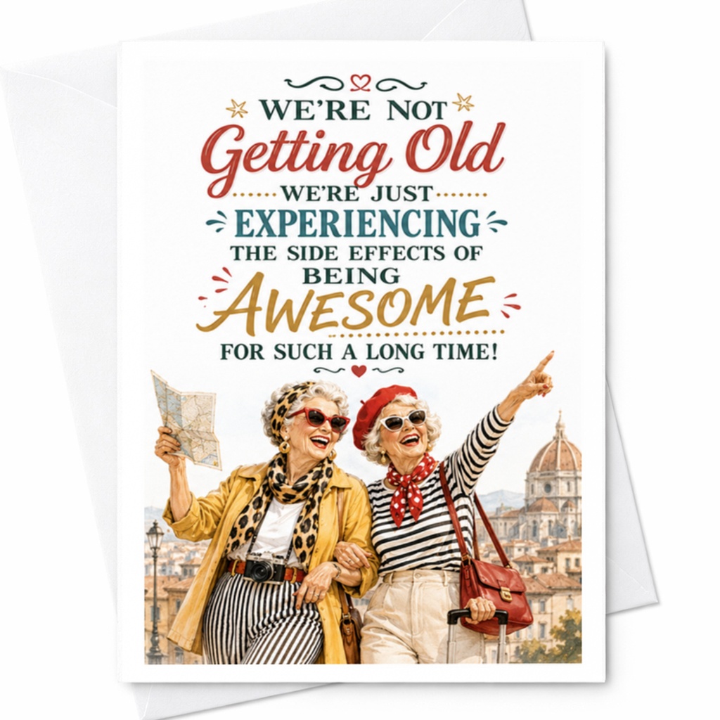 We're Not Getting Old Funny Birthday Card For Seniors Experiencing Side Effects Of Being Awesome Greeting Card C3508