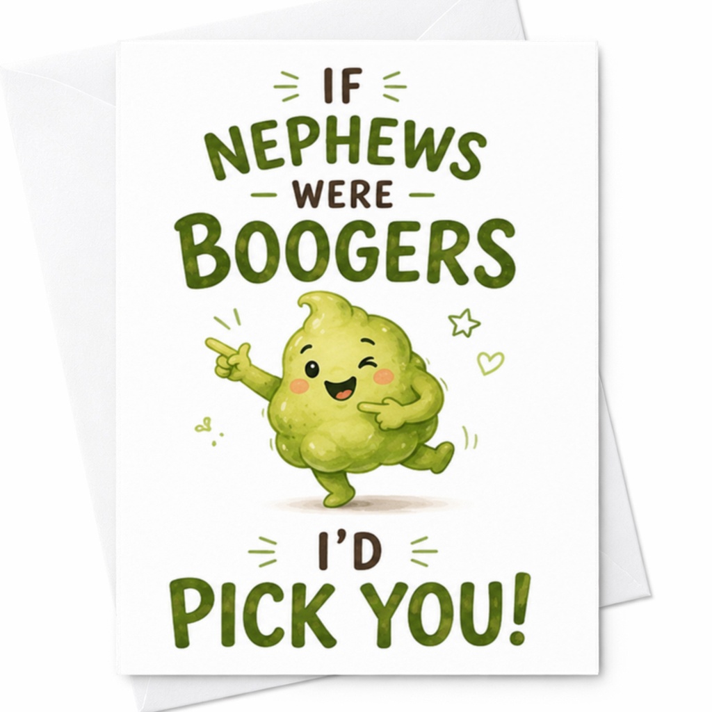 If Nephews Were Boogers I'd Pick You! Funny Greeting Card Cute Nephew Birthday Card Card For Kids And Family C3510