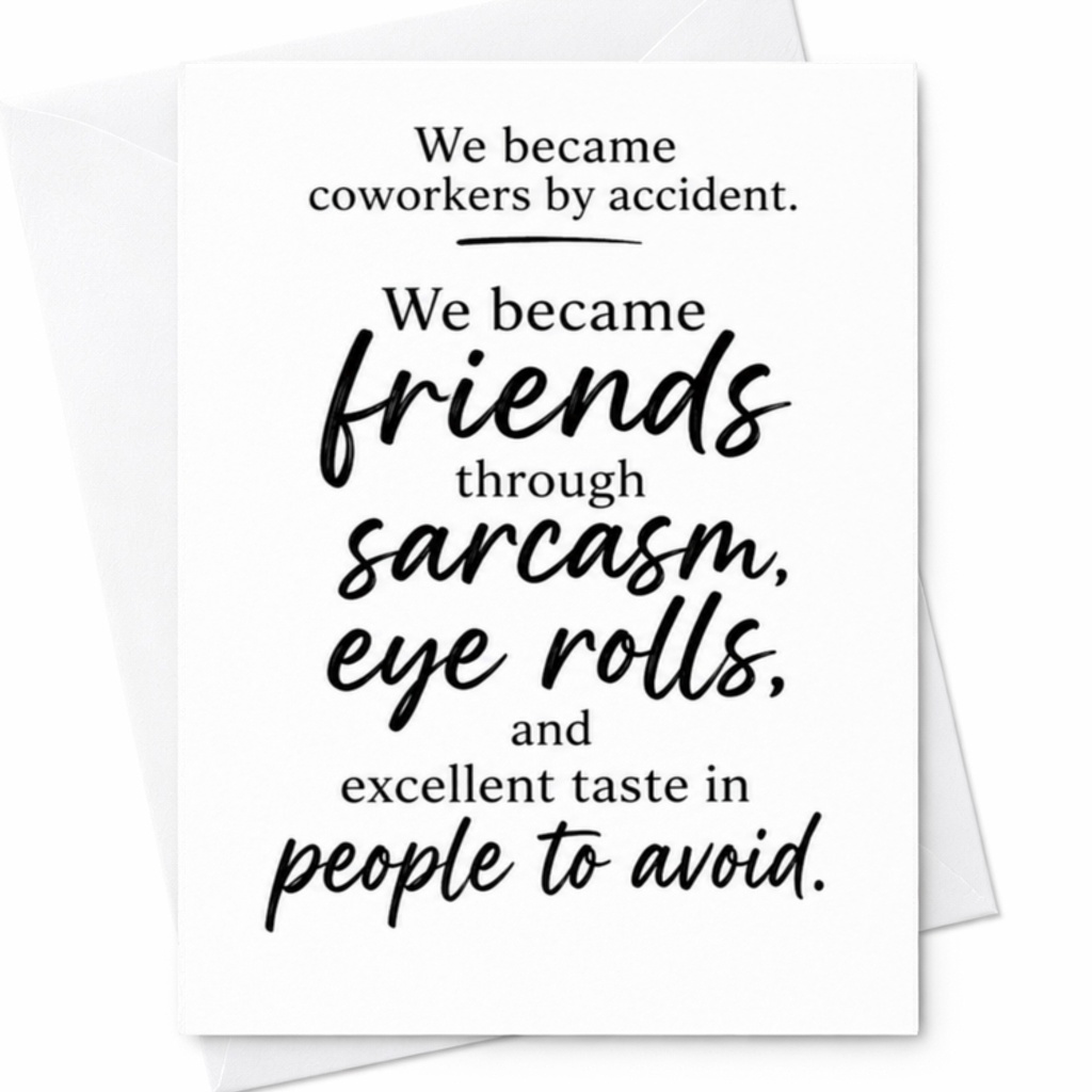 We Became Coworkers By Accident Friendship Card Funny Coworker Sarcasm Eye Rolls Work Friends Greeting Card For Colleague C3487