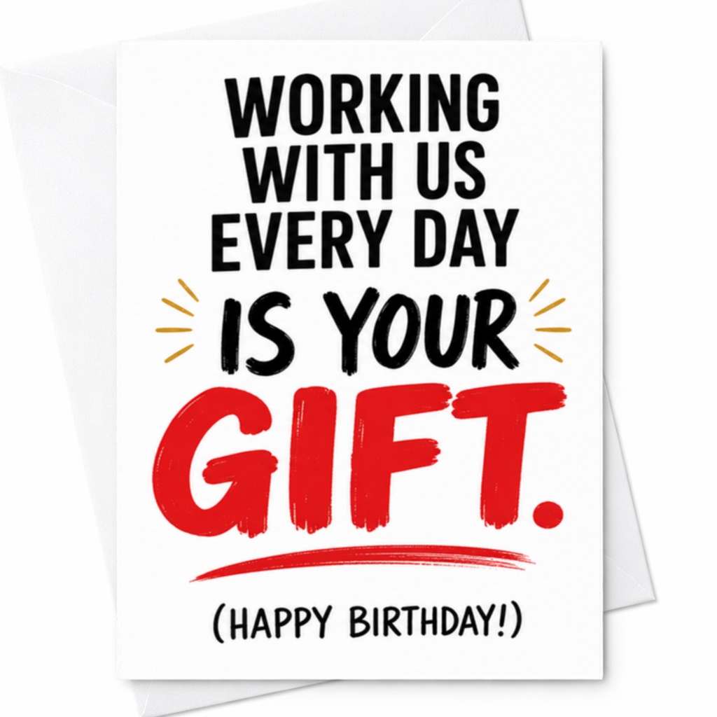 Working With Us Every Day Is Your Gift. (happy Birthday!) Funny Birthday Card For Coworker Office Greeting Card Work Colleag C3491