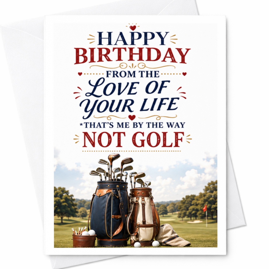 Happy Birthday From The Love Of Your Life That's Me By The Way Not Golf Funny Birthday Card For Husband Golf Lover C3496