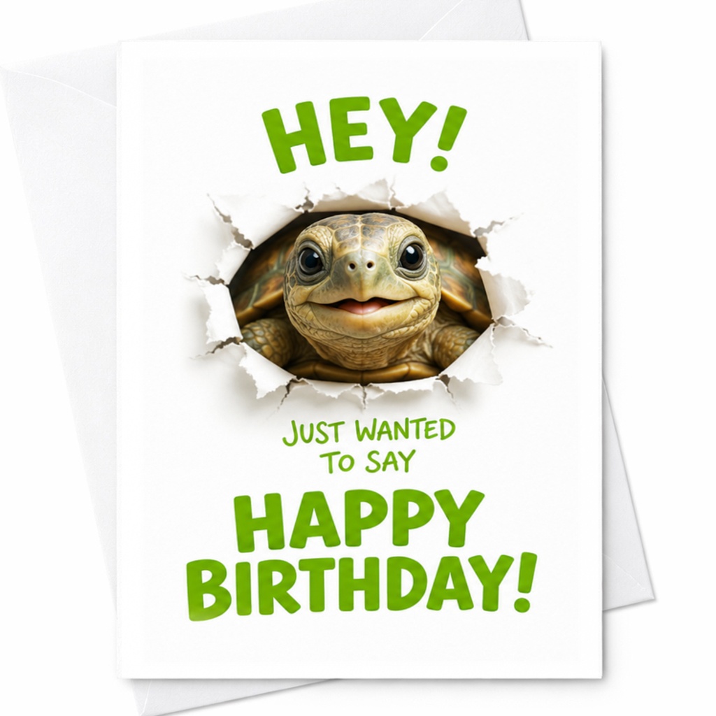 Hey! Just Wanted To Say Happy Birthday! Cute Turtle Birthday Card Fun Animal Lover Greeting Card For Friend Family Kids C3503