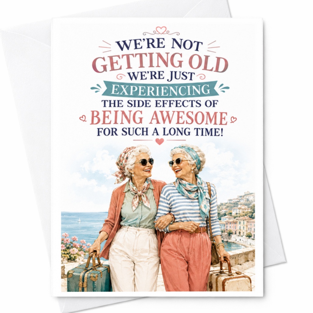 We're Not Getting Old We're Just Experiencing The Side Effects Of Being Awesome Birthday Card Funny For Seniors Friends Family C3509