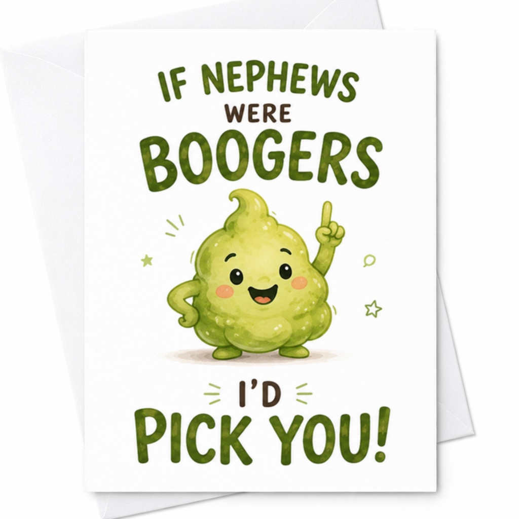 If Nephews Were Boogers I'd Pick You! Funny Greeting Card Cute Nephew Birthday Card Card For Kids And Family C3511