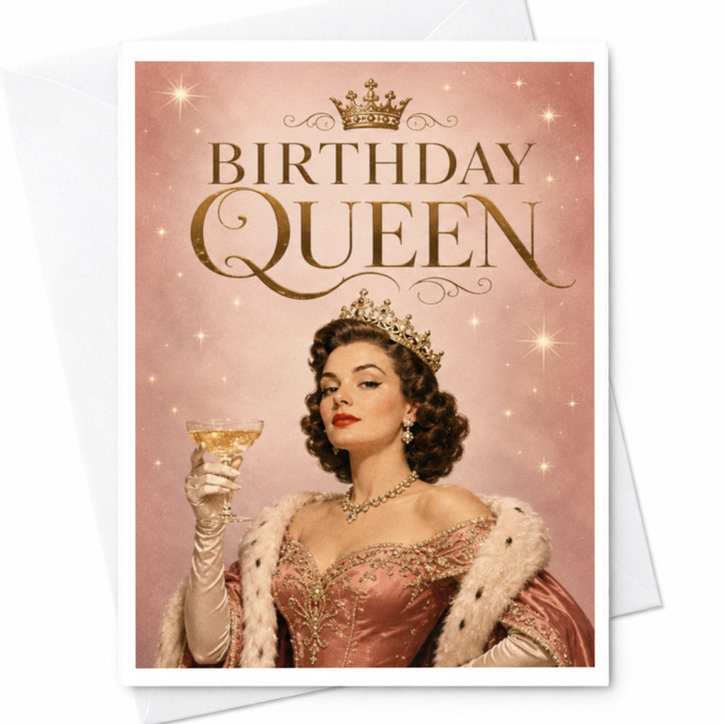 Birthday Queen Vintage Birthday Card For Her Elegant Celebration Card For Women Fun Birthday Greeting Card For Friend Or Mom C3521
