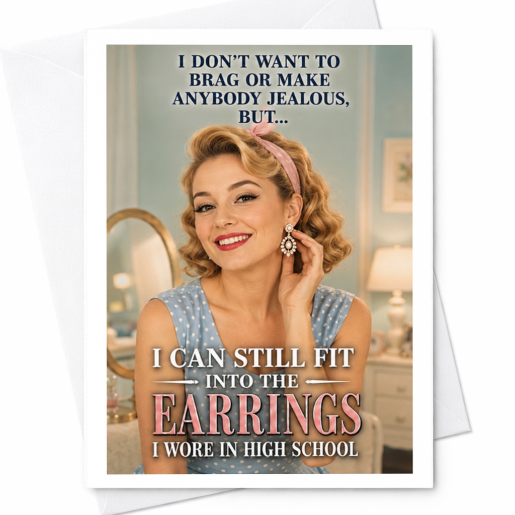 I Don't Want To Brag Or Make Anybody Jealous, But... Birthday Card Funny Vintage-Inspired For Her Retro Style Greeting Card C3543