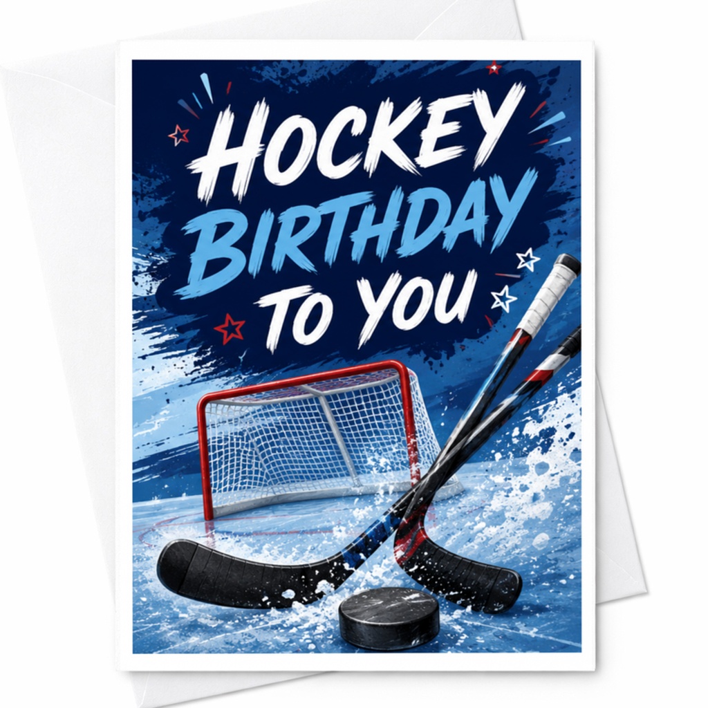 Hockey Birthday To You Sports Birthday Card For Him Or Her Hockey Lover Fun Greeting Card With Sticks Puck Net C3549