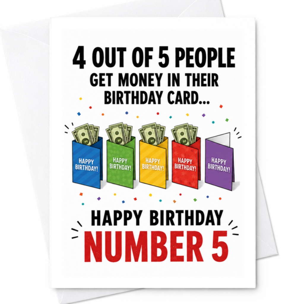 4 Out Of 5 People Get Money In Their Birthday Card Funny Birthday Card Happy Birthday Number 5 For Friend C3525