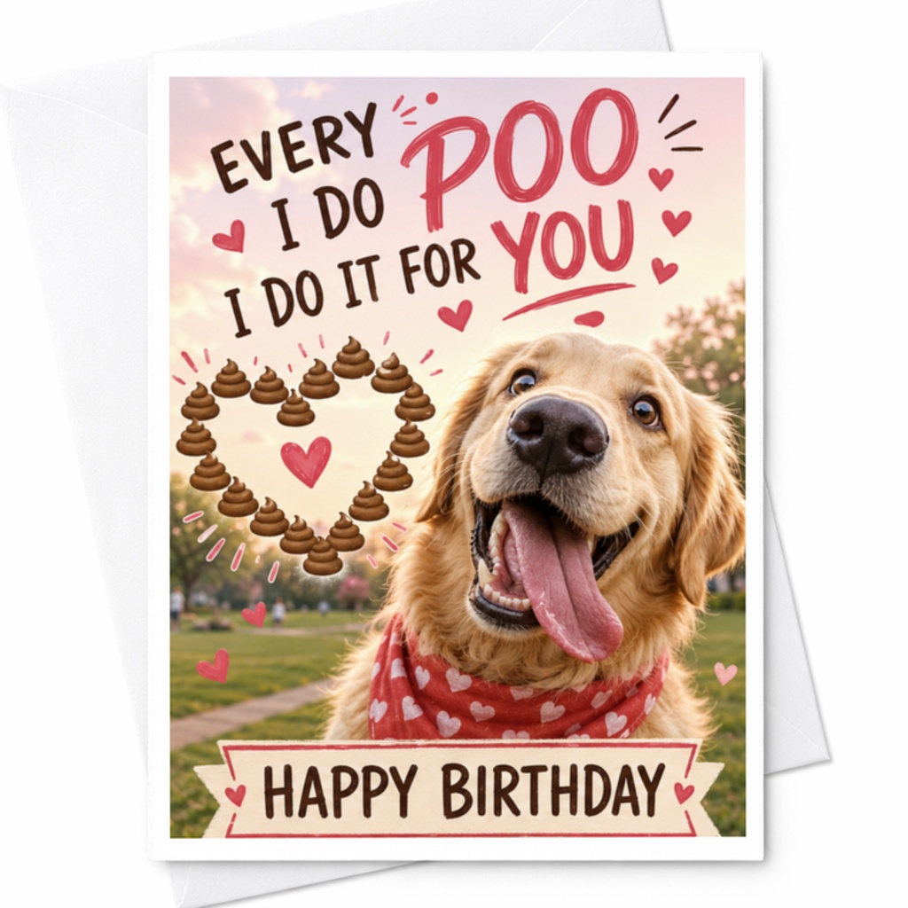 Every Poo I Do I Do It For You Happy Birthday Funny Dog Birthday Card For Dog Lover Cute Animal Card From Pet C3535