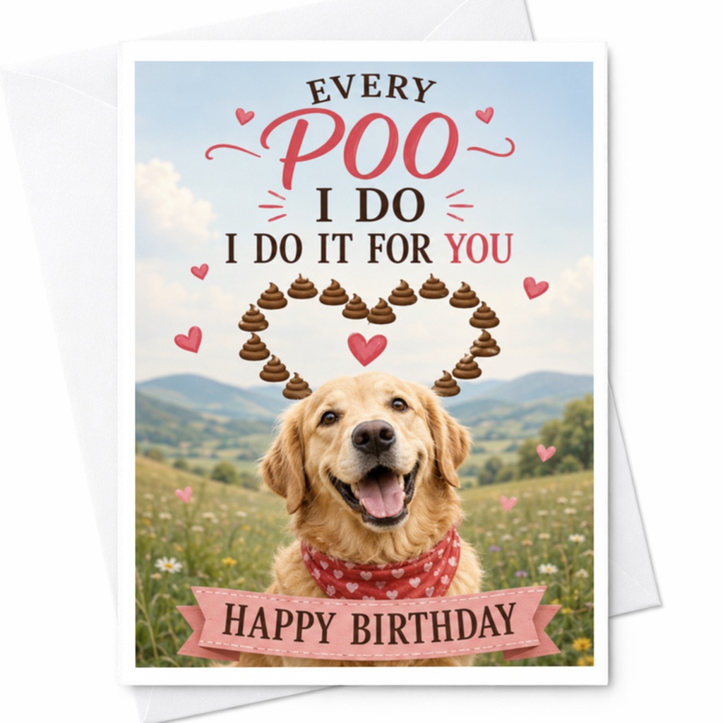 Every Poo I Do I Do It For You Happy Birthday Funny Dog Birthday Card For Dog Lover Cute Greeting Card From Pet C3536