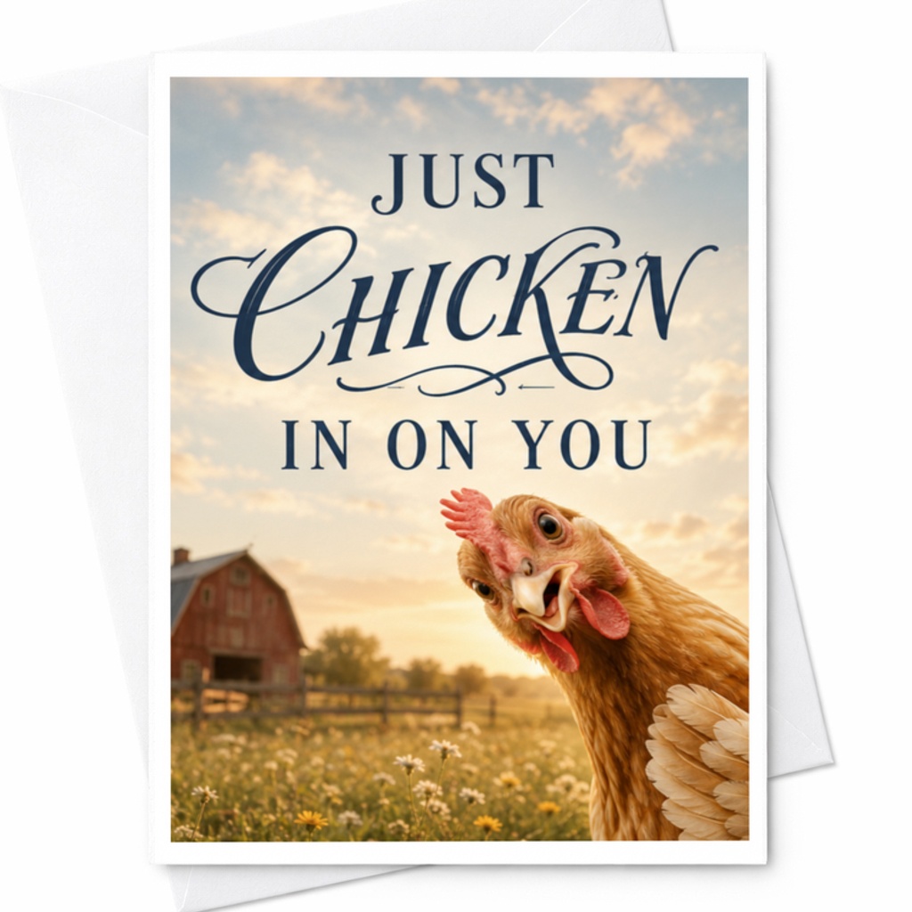 Just Chicken In On You Funny Thinking Of You Card Cute Animal Greeting Card For Friend Farm Lover Note Card C3546