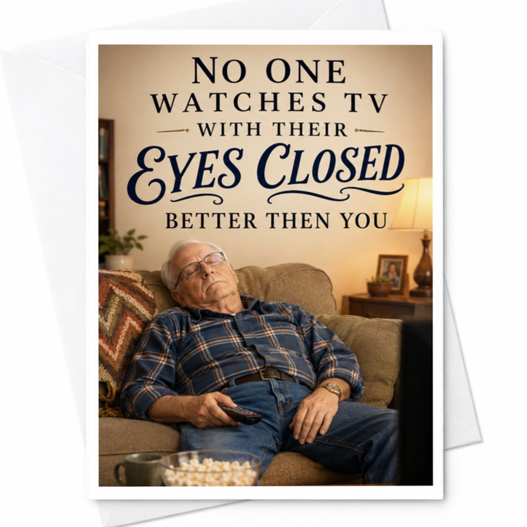 No One Watches TV With Their Eyes Closed Better Than You Funny Birthday Card For Dad Grandpa Husband C3554