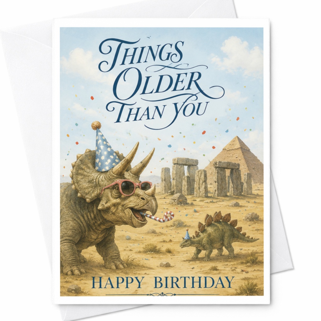 Things Older Than You Happy Birthday Funny Dinosaur Birthday Card Cute Sarcastic Aging For Friends Coworkers Celebration C3559