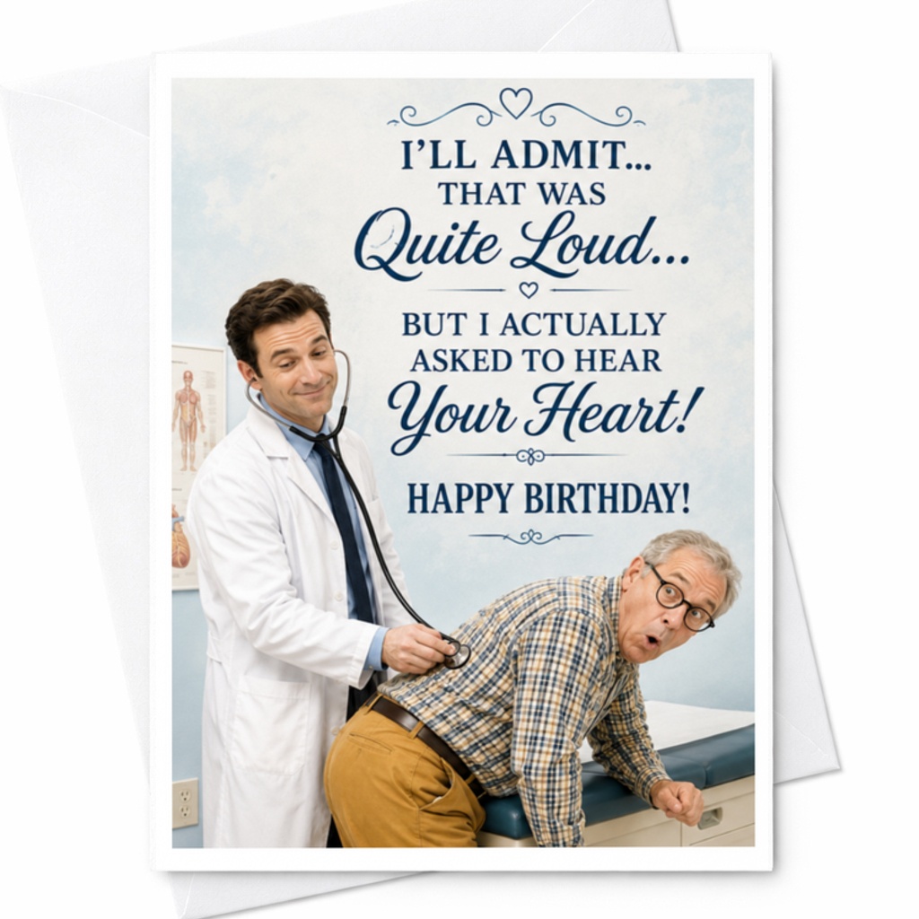 I'll Admit... That Was Quite Loud... But I Actually Asked To Hear Your Heart! Happy Birthday! Funny Doctor Joke Birthday Card For C3562
