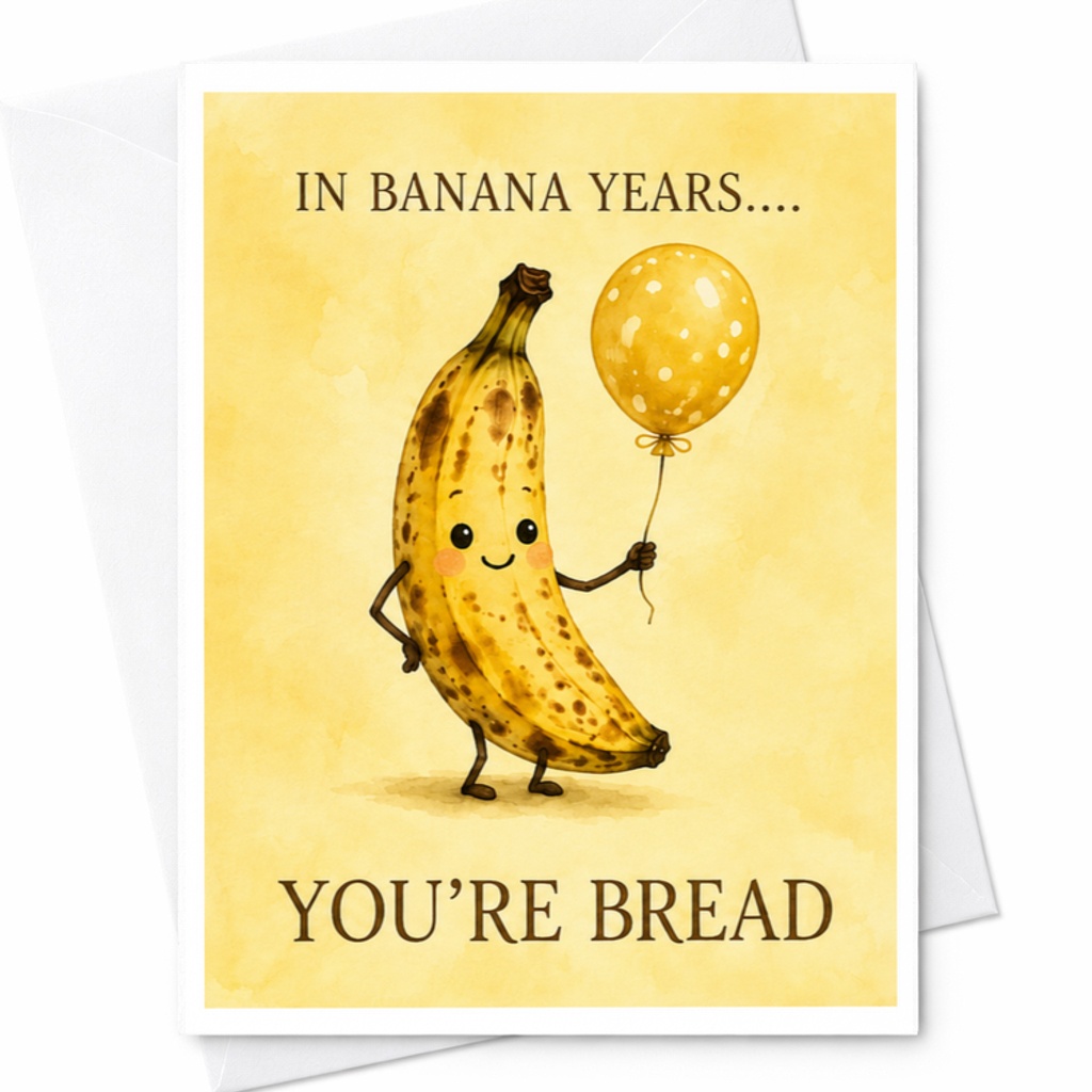In Banana Years.... You're Bread Funny Birthday Card Food-Themed Greeting Card For Friends Family Milestone Celebration C3570