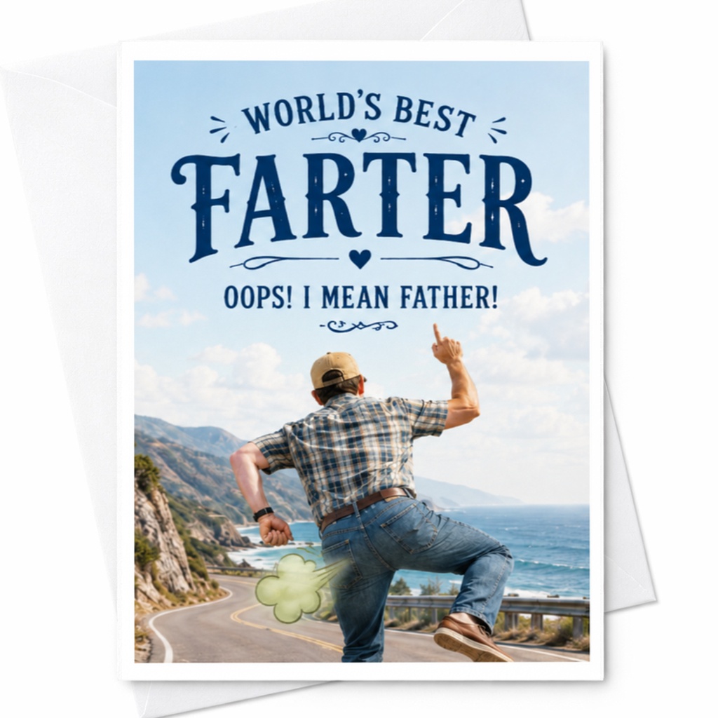 World's Best Farter Oops I Mean Father Funny Fathers Day Card For Dad, Husband Or Grandpa With Fart Joke C3577