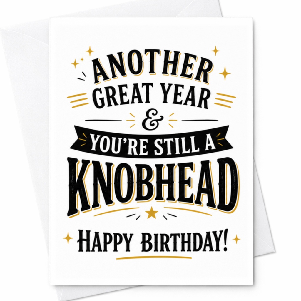 Another Great Year & You're Still A Knobhead Happy Birthday! Funny Birthday Card For Him Or Her Rude Prank Gift For Friends C3563