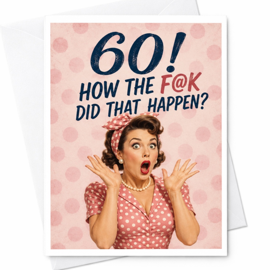 60! How The F@k Did That Happen? Funny 60th Birthday Card Retro Surprise Woman For Her Friend Colleague Celebration C3576