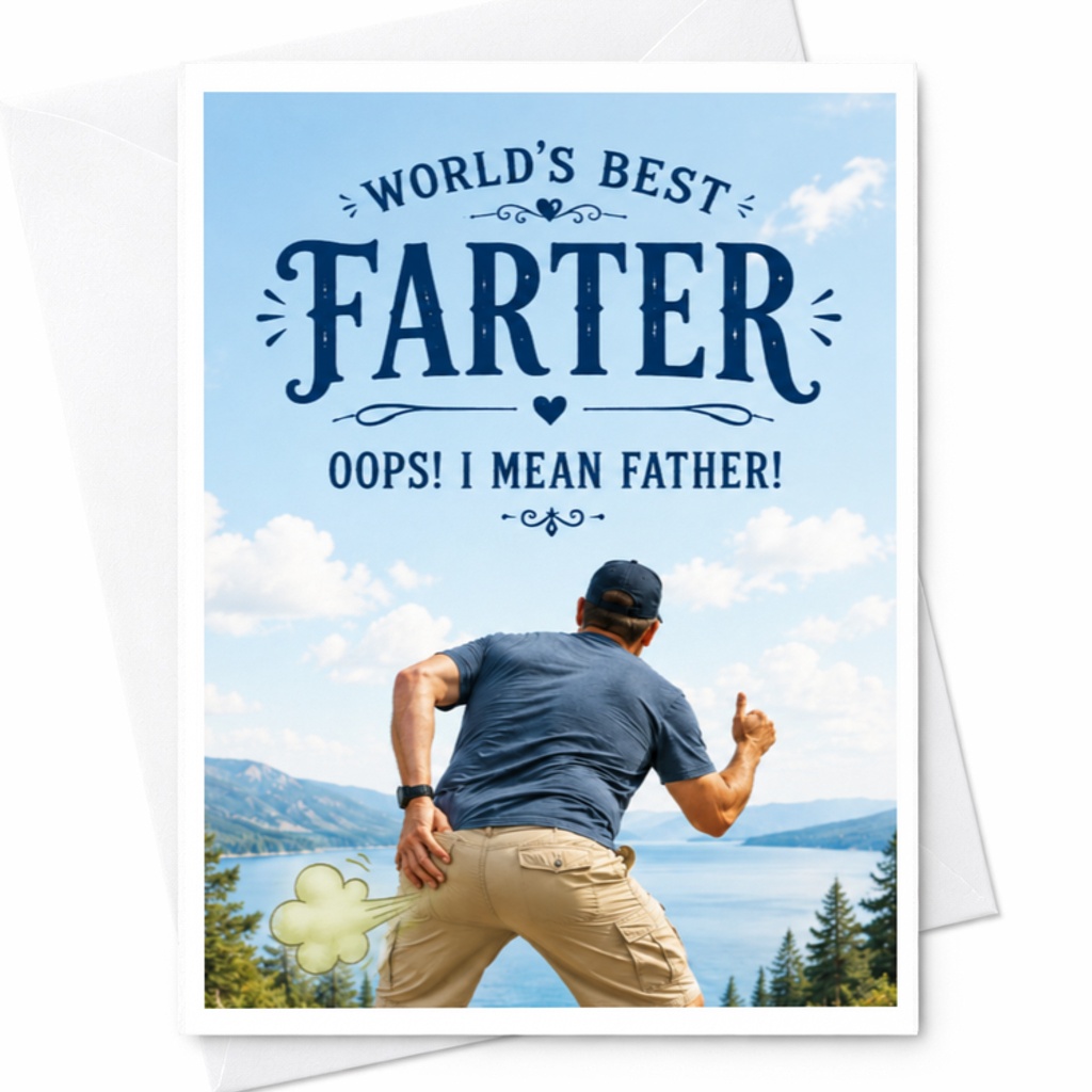 World's Best Farter Oops I Mean Father Funny Fathers Day Card For Dad, Husband Or Grandpa Fart Joke C3578