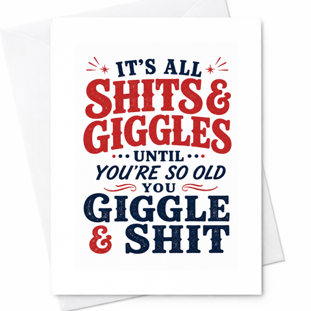 It's All Shits Giggles Until You're So Old You Giggle & Shit Funny Greeting Card Adult Birthday Card For Friend Unisex C3580