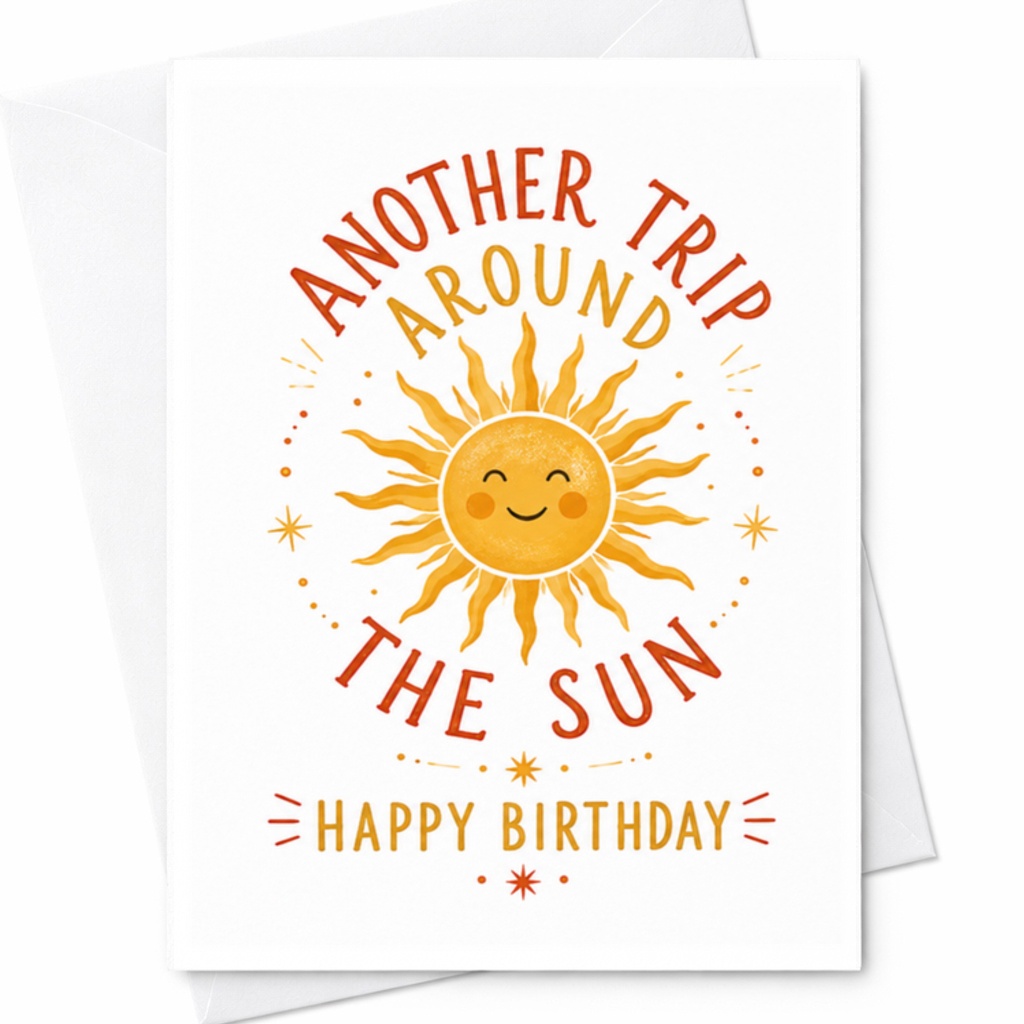 Another Trip Around The Sun Happy Birthday Card Cute Sun Illustration Birthday Card For Son Daughter From Parents Fun Celebration C3582