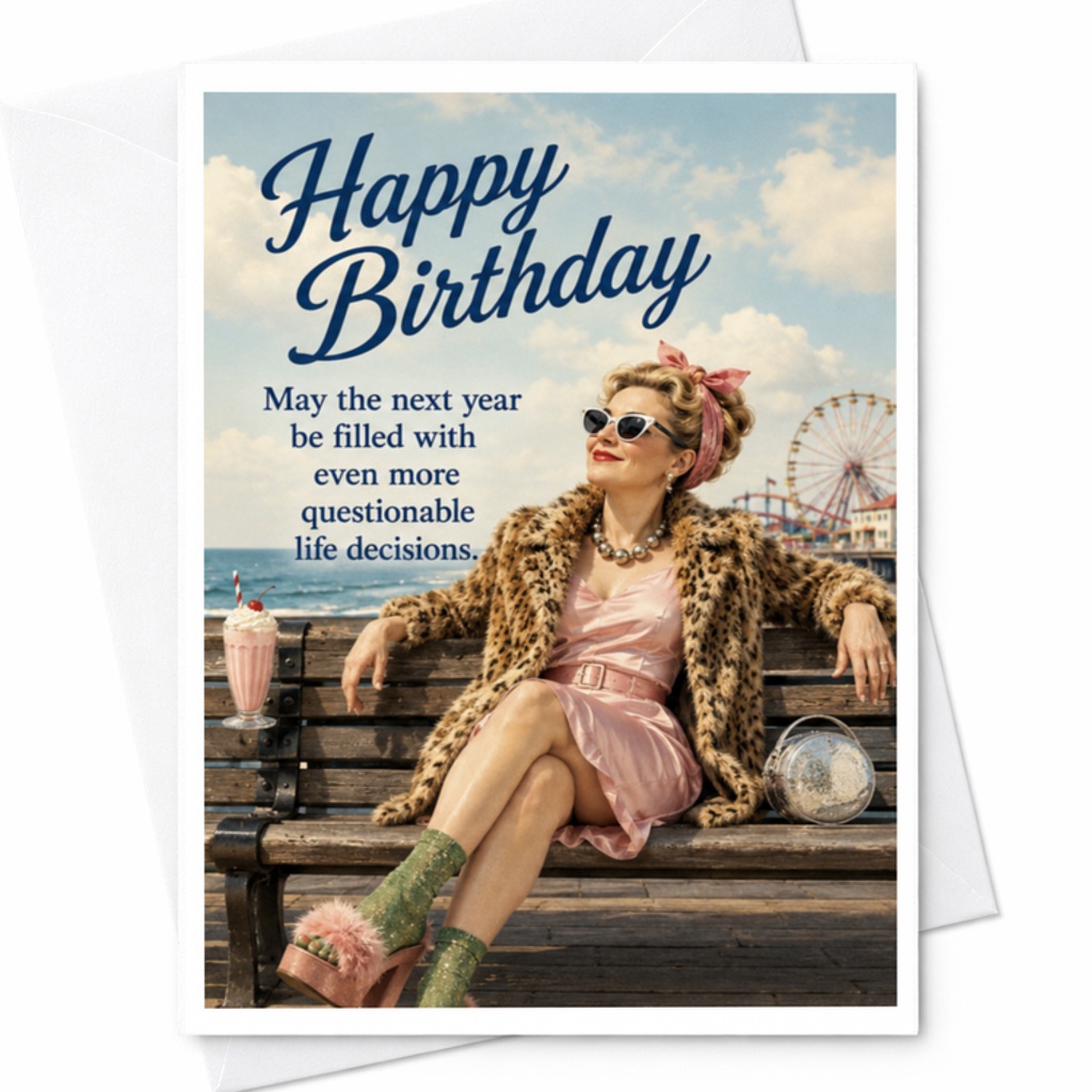 Happy Birthday May The Next Year Be Filled With Even More Questionable Life Decisions Funny Birthday Card For Friend C3594
