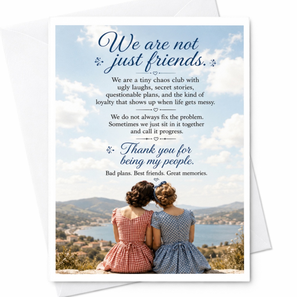 We Are Not Just Friends Thank You For Being My People Vintage-Style Friendship Card Best Friends Birthday Card Cute Sentimental C3602