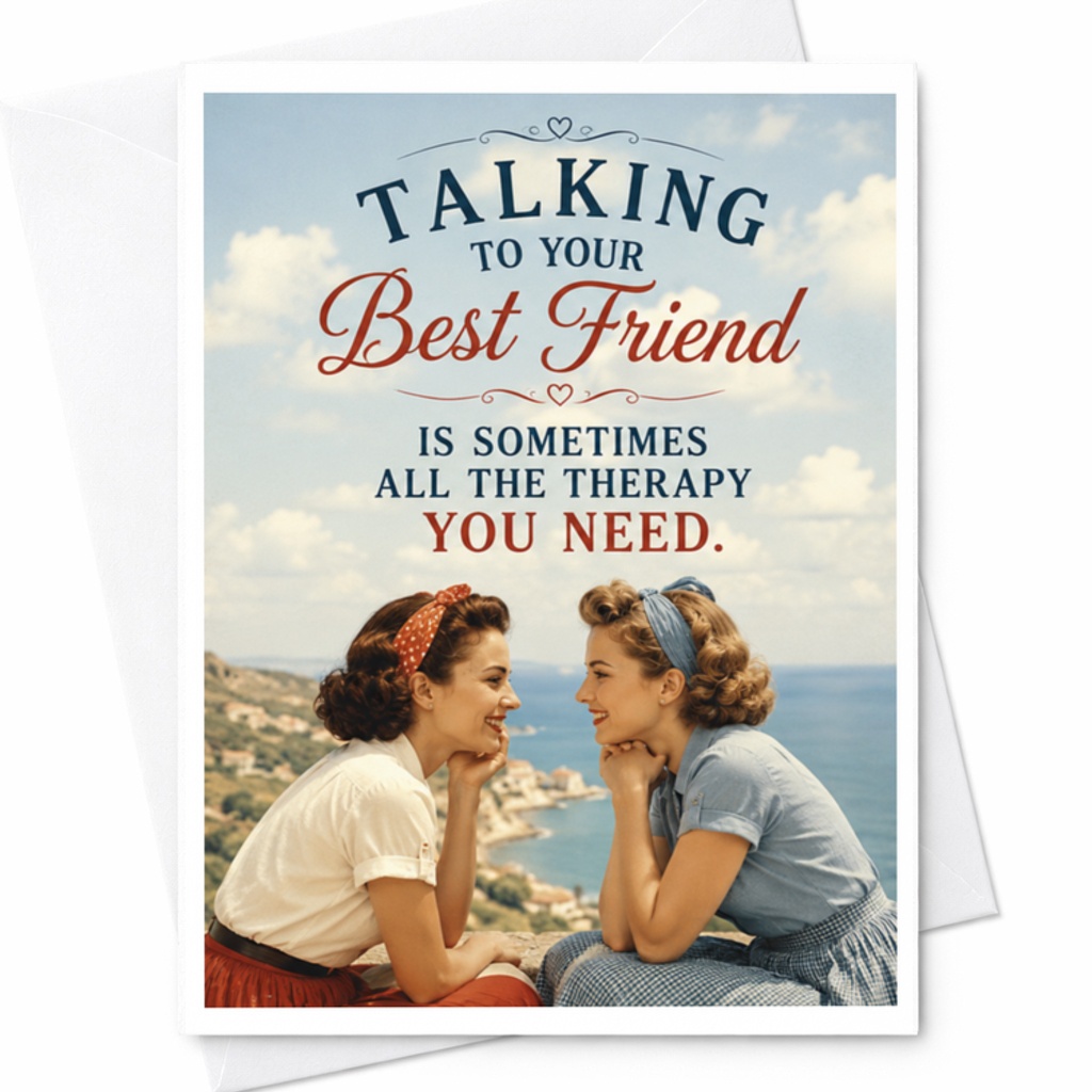 Talking To Your Best Friend Is Sometimes All The Therapy You Need Friendship Card Bestie Appreciation Card For Her Cute Vintage St C3612