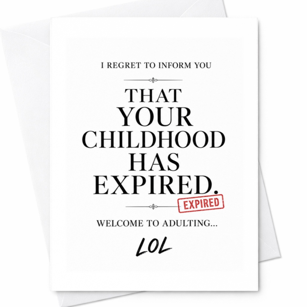 I Regret To Inform You That Your Childhood Has Expired Birthday Card Funny Adulting Lol Greeting Card For Friend C3630