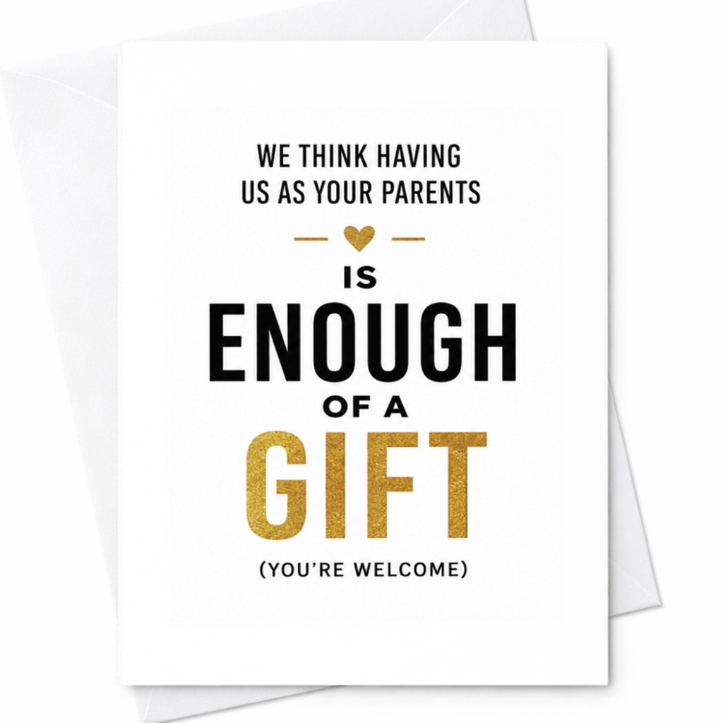 We Think Having Us As Your Parents Is Enough Of A Gift Birthday Card Funny From Parents To Kids Greeting Card C3633