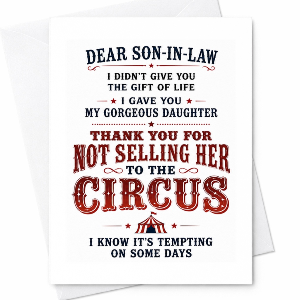 Dear Son-In-Law Funny Appreciation Card Thank You For Son-In-Law From Parents Hilarious Greeting Card For Family C3606