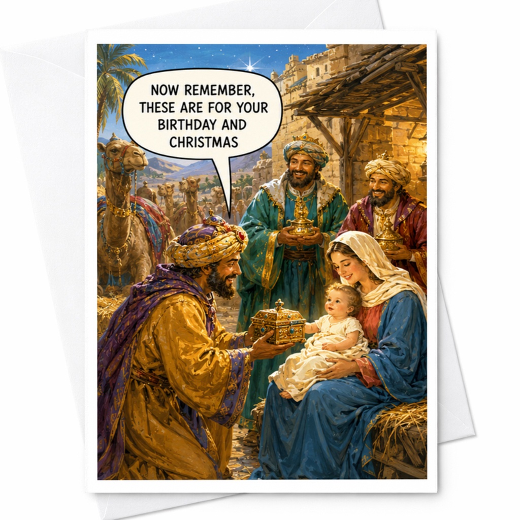 Now Remember, These Are For Your Birthday And Christmas Funny Christmas Birthday Card Three Wise Men Greeting Card C3610
