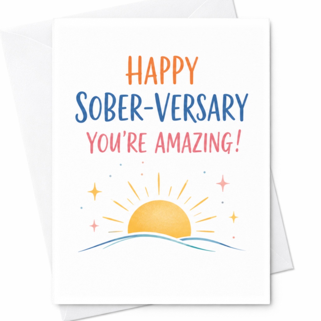 Happy Sober-Versary You're Amazing! Sober Anniversary Card Encouragement Recovery Milestone Supportive Greeting Card C3615
