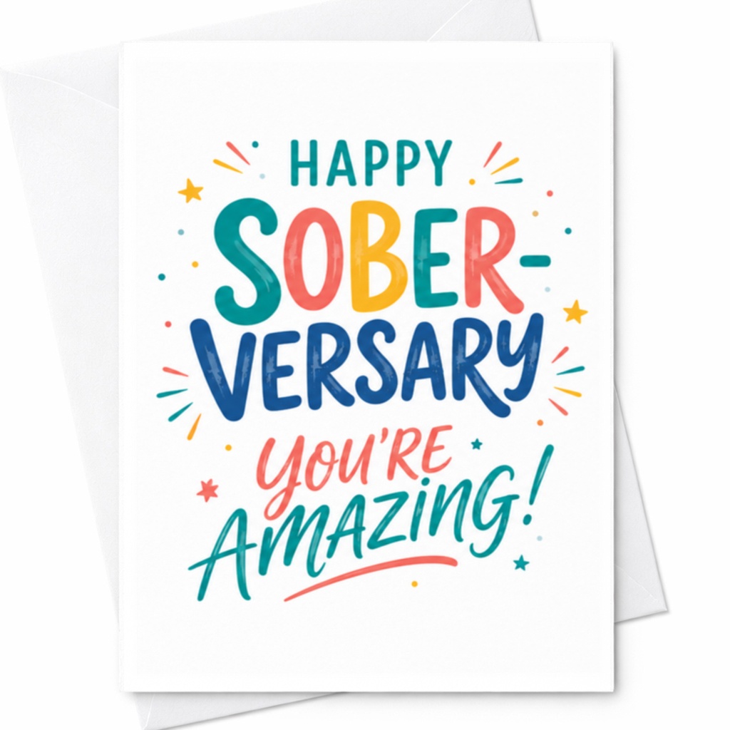 Happy Sober-Versary You're Amazing Sobriety Anniversary Card Encouragement Support Recovery Milestone Celebration Card C3616