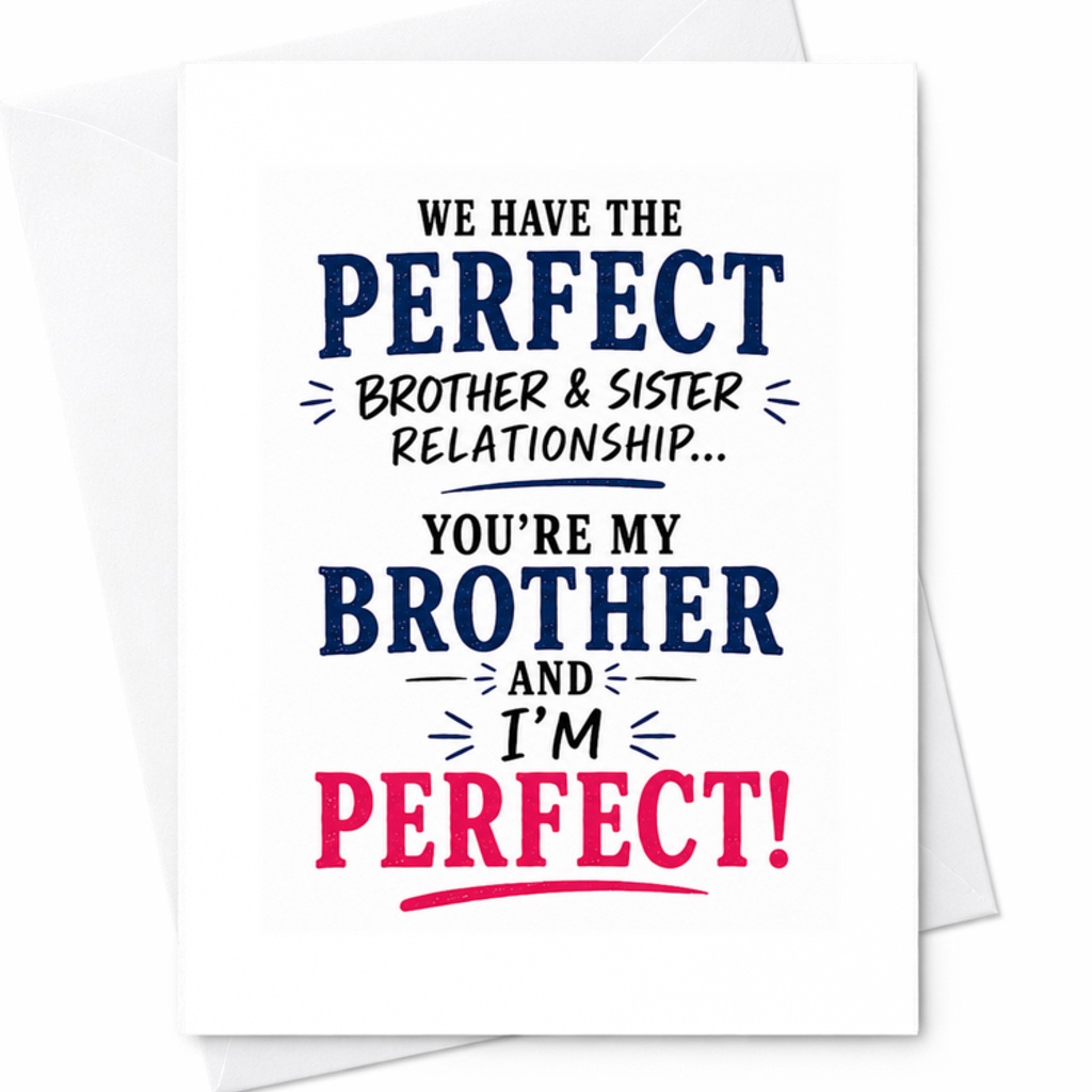 We Have The Perfect Brother & Sister Relationship Funny Birthday Card From Sister To Brother Sibling Card C3636