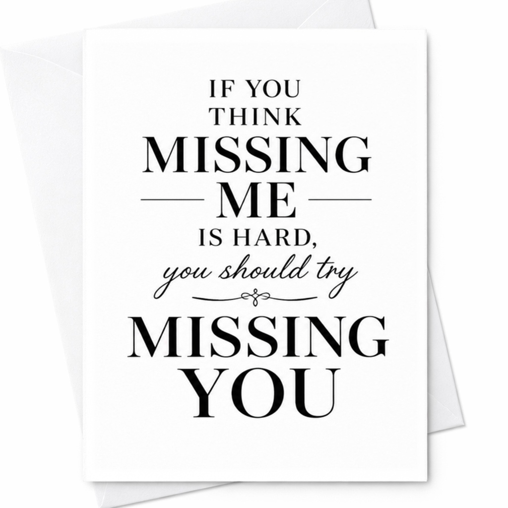 If You Think Missing Me Is Hard, You Should Try Missing You Thinking Of You Card Romantic Greeting Card For Partner Cute Love Card C3639