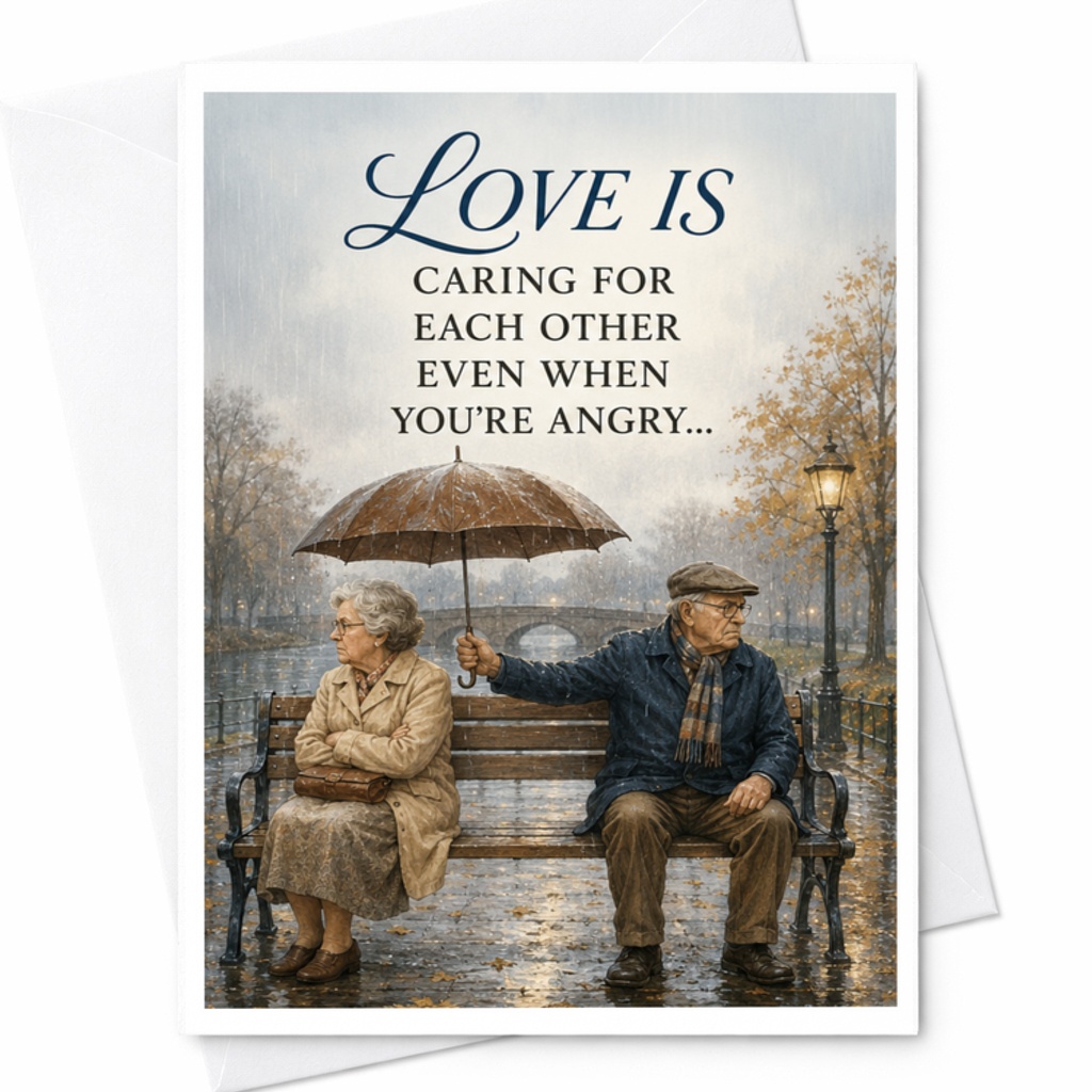 Love Is Caring For Each Other Even When You’re Angry Romantic Anniversary Card For Husband Wife Cute Couple Love Card C3641