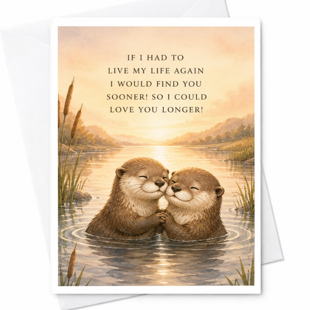 If I Had To Live My Life Again I Would Find You Sooner! Romantic Thinking Of You Card Cute Otters Love Card For Partner Husband Wi C3644