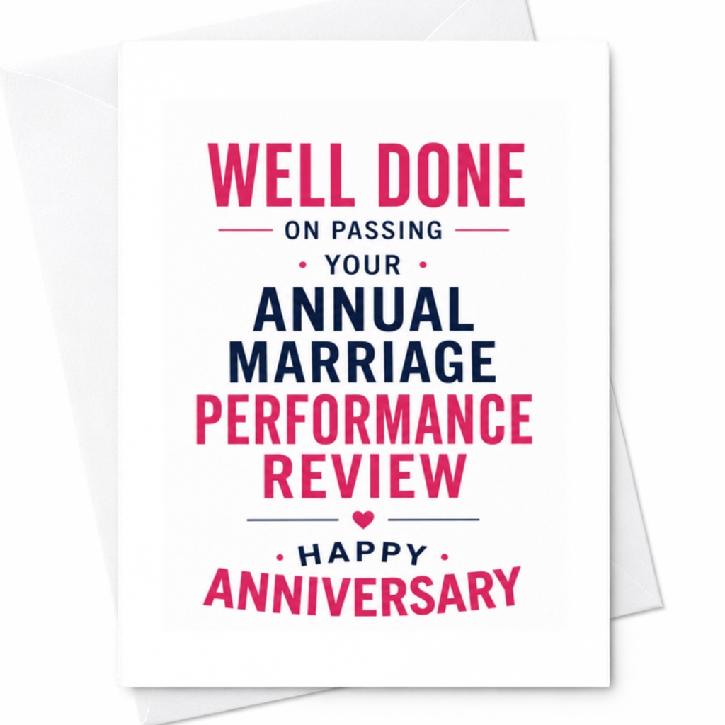 Well Done On Passing Your Annual Marriage Performance Review Happy Anniversary Funny Anniversary Card For Couples Romantic C3661