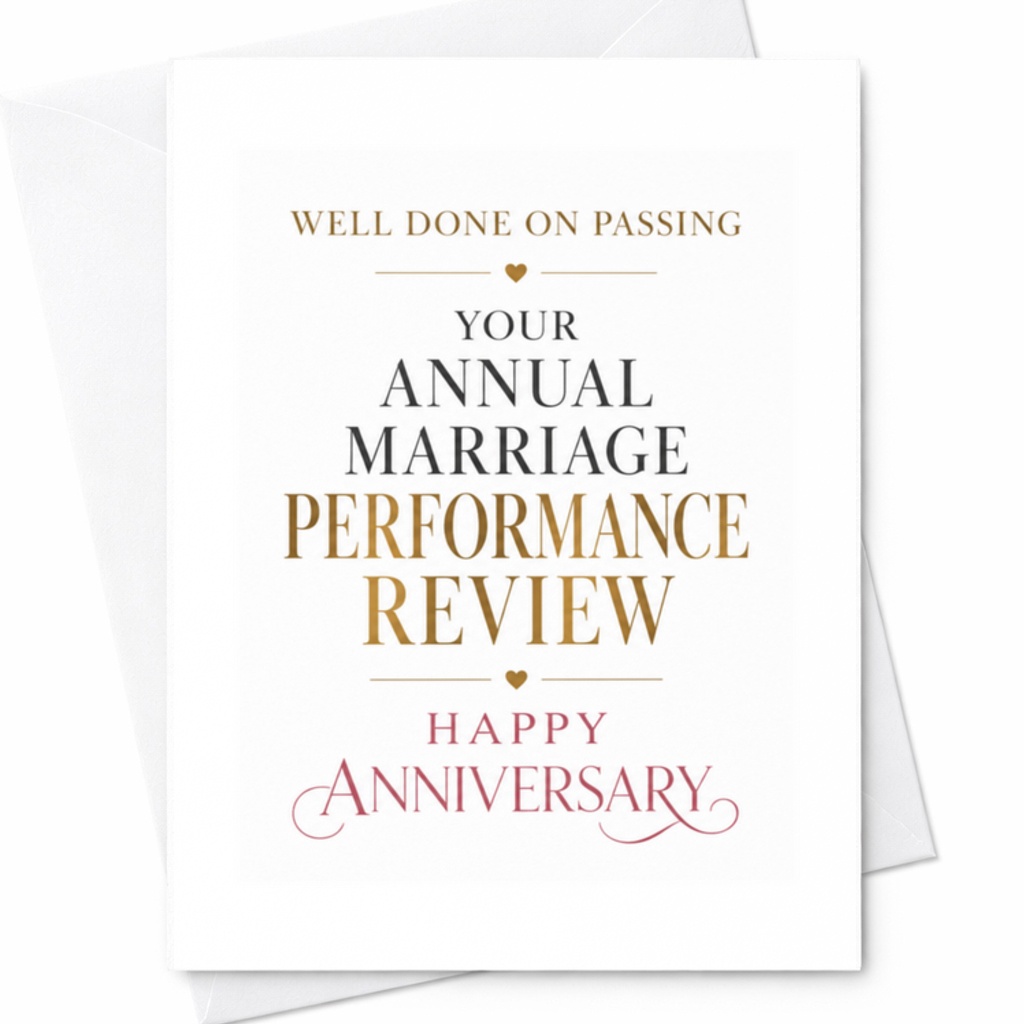 Well Done On Passing Your Annual Marriage Performance Review Happy Anniversary Funny Anniversary Card For Couple Romantic C3662